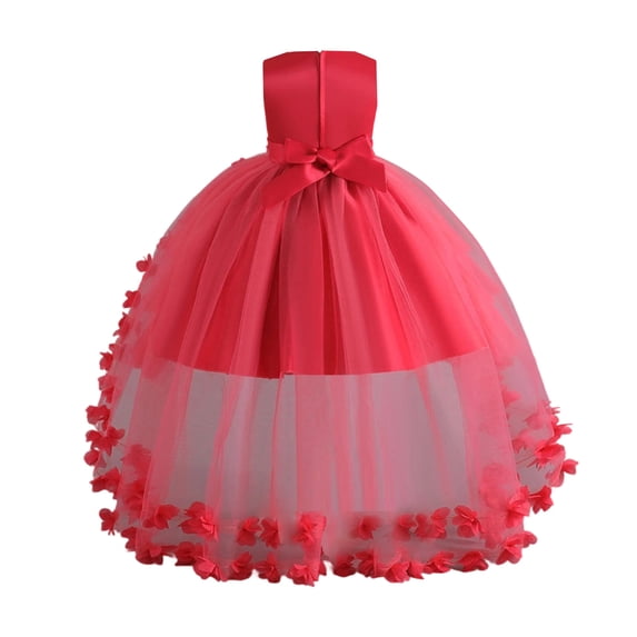 JAJAHO Girls Floral Princess Dress Sleeveless Pearl Party Prom Wedding Kids 2-15 Years High Low Ruffle Mesh Layered Tiered Dresses Formal Performance Wear Versatile Dresses