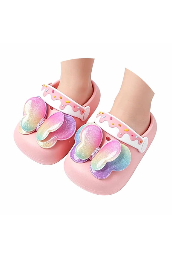 Girls Garden Clogs Kids Toddlers Cute Glitter Butterfly Slides Sandals Non-Slip Beach Pool Shower Water Shoes 1-6Y