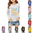 thumbnail image 1 of JAJAHO Girls Graphic Tees Long Sleeve Number Printed Loose Fit Crew Neck T Shirt Kids Fall Clothes 3-14Y, 1 of 4