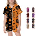 thumbnail image 1 of JAJAHO Girls Halloween Pajamas Short Sleeve Sleepwear Spooky Button Down 2 Piece Pjs For Kids 3-14Y, 1 of 4