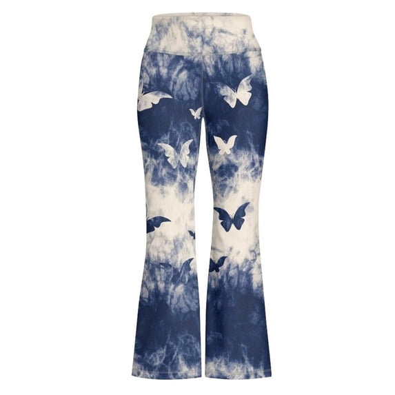 JAJAHO Girls High Waisted Yoga Pants Stretch Buttery Soft Butterfly Printed Flare Leggings Kids Girl Clothes 5-14Y Stylish Trousers