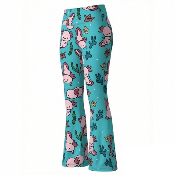 JAJAHO Girls High Waisted Yoga Pants Stretch Buttery Soft Cartoon Printed Flare Leggings Kids Girl Clothes 5-14Y Comfy Trousers
