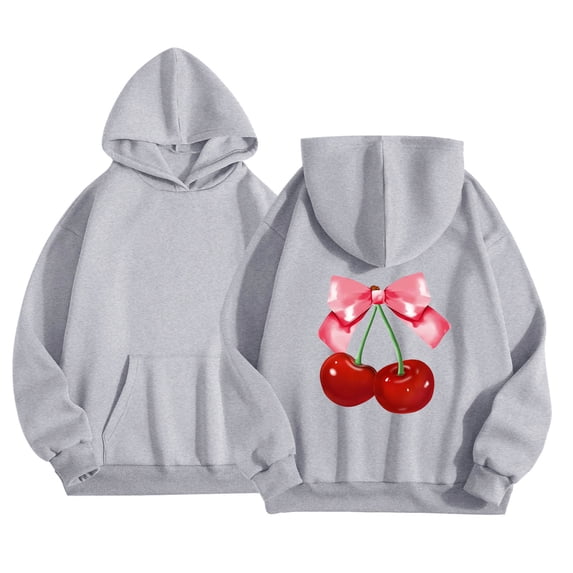 JAJAHO Girls Hoodies Cherry Printed Hooded Sweatshirts Long Sleeve Fall Pullover Tops With Pocket Size 1-13T