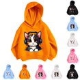 thumbnail image 1 of JAJAHO Girls Hoodies Cute Cat Printed Long Sleeve Hooded Sweatshirts Lightweight Loose Fit Fall Pullover Tops For Kids 3-12Y, 1 of 4