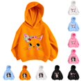 thumbnail image 1 of JAJAHO Girls Hoodies Cute Cat Printed Long Sleeve Hooded Sweatshirts Lightweight Loose Fit Fall Pullover Tops For Kids 3-12Y, 1 of 4