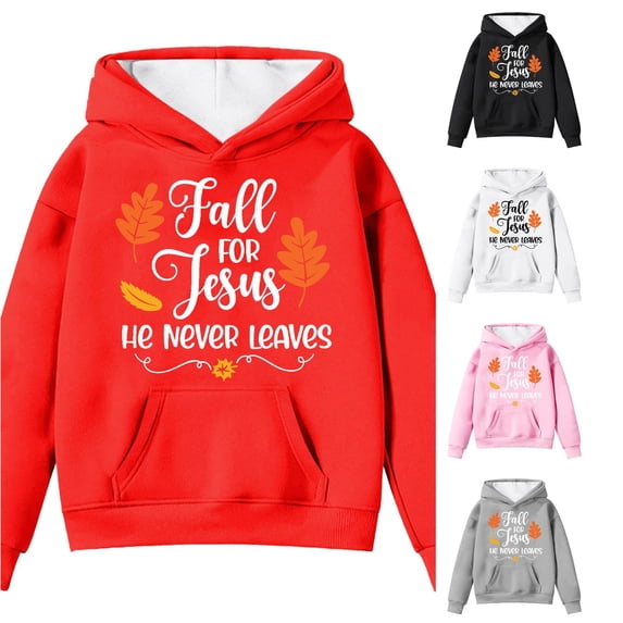 JAJAHO Girls Hoodies Letter Graphic Long Sleeve Hooded Sweatshirts Fall Pullover Tops With Pocket 4-14Y