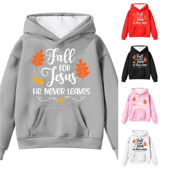 JAJAHO Girls Hoodies Letter Graphic Long Sleeve Hooded Sweatshirts Fall Pullover Tops With Pocket 4-14Y