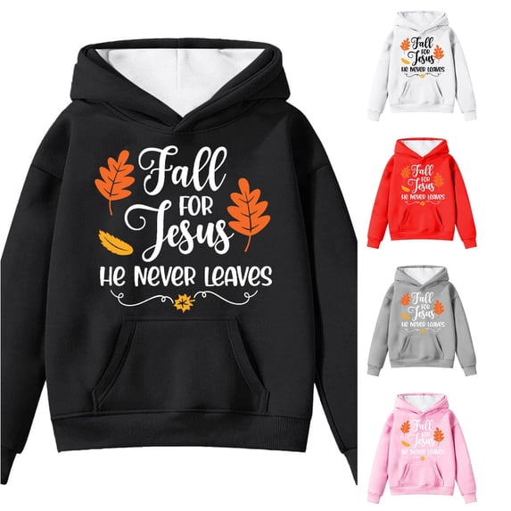 JAJAHO Girls Hoodies Letter Graphic Long Sleeve Hooded Sweatshirts Fall Pullover Tops With Pocket 4-14Y