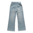 thumbnail image 1 of JAJAHO Girls Jeans Sizes 4-15Y Elastic Waist Wide Leg Denim Pants Heart Embroidery Tween Jeans, 1 of 9