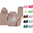 thumbnail image 1 of JAJAHO Girls Jogger Set 2 Piece Pullover Hoodie And Sweatpants Set California Printed Tracksuit For Kids 2-13Y, 1 of 4