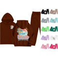thumbnail image 1 of JAJAHO Girls Jogger Set 2 Piece Pullover Hoodie And Sweatpants Set California Printed Tracksuit For Kids 2-13Y, 1 of 4