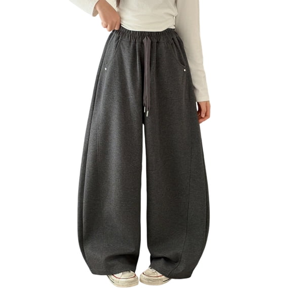 JAJAHO Girls Jogger Sweatpants Casual Drawstring Baggy Streetwear Tapered Pants For Kids 3-13Y Trendy Trousers