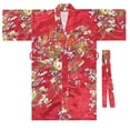 thumbnail image 1 of JAJAHO Girls Kimono Dresses Floral Tie Waist Long Sleeve Robe Long Sleeve Midi Dress For Kids 2-13 Years Versatile Dresses, 1 of 2