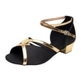 thumbnail image 1 of JAJAHO Girls Latin Dance Shoes Suede Sole Ballroom Performance Dance Buckle Low Heels Tango Footwear For Kids 4-12 Years Cozy Shoe, 1 of 6