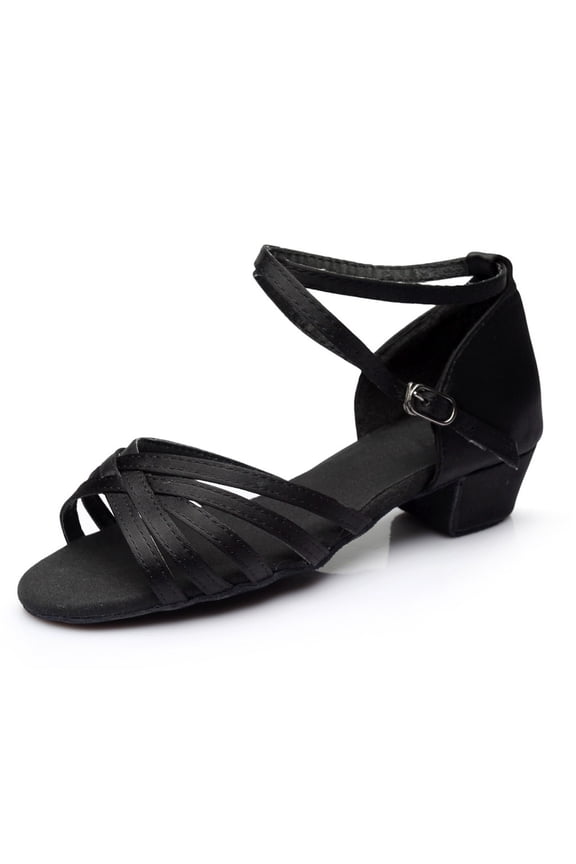 Girls Latin Tango Dance Shoes For Practice Performance Lightweight Low Heels Buckle Suede Sole Ballroom Shoes For Kids 4-14 Years Trendy Shoes
