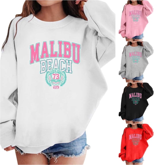 JAJAHO Girls Letter Graphic Sweatshirt Oversized Crewneck Long Sleeve Cute Drop Shoulder Pullover Tops 3-10Y