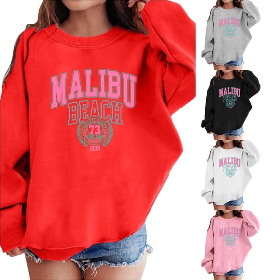 JAJAHO Girls Letter Graphic Sweatshirt Oversized Crewneck Long Sleeve Cute Drop Shoulder Pullover Tops 3-10Y