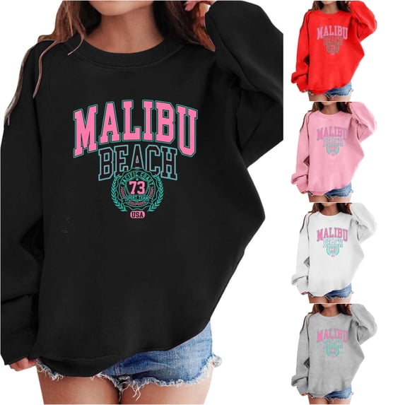 JAJAHO Girls Letter Graphic Sweatshirt Oversized Crewneck Long Sleeve Cute Drop Shoulder Pullover Tops 3-10Y