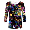 thumbnail image 1 of JAJAHO Girls Long Sleeve Shirt Carnival Star Print Comfortable Casual Tee Loose Fit Crewnek T Shirts Playwear Soft Tops, 1 of 4