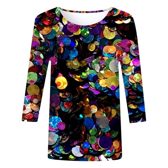 JAJAHO Girls Long Sleeve Shirt Carnival Star Print Comfortable Casual Tee Loose Fit Crewnek T Shirts Playwear Soft Tops
