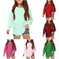 thumbnail image 1 of JAJAHO Girls Long Sleeve T Shirt Boho Hallow Out Casual Loose Fit Curved Hem Fall Pullover Basic Tees For Kids 6-16Y, 1 of 7