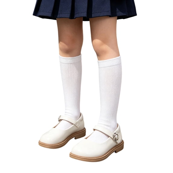 JAJAHO Girls Mary Jane Dress Shoes For School Uniform Flats Non- Hook And Loop Pu Leather Princess Party Shoes For Kids 2-14Y