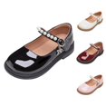 thumbnail image 1 of JAJAHO Girls Mary Jane Flats Dress Shoes Pu Leather Pearl Hook And Loop Kids School Uniform Shoes Wedding Party Footwear 2-13Y, 1 of 9