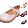 thumbnail image 1 of JAJAHO Girls Mary Jane Flats Dress Shoes Pu Leather Pearl Hook And Loop Kids School Uniform Shoes Wedding Party Footwear 2-13Y, 1 of 6