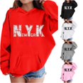 thumbnail image 1 of JAJAHO Girls New York Hoodie Kids Letter Graphic Oversized Long Sleeve Sweatshirt With Pocket 3-14Y, 1 of 4