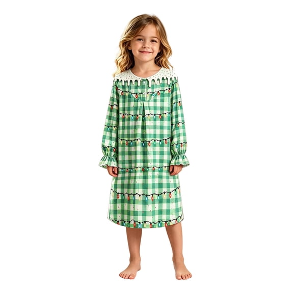 JAJAHO Girls Nightgown Christmas Pajamas Long Sleeve Ruffle Princess Sleep Dress For Kids 3-14Y