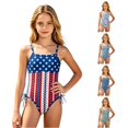 thumbnail image 1 of JAJAHO Girls One Piece Swimsuit Floral Print Side Drawstring Spaghetti Strap Full Coverage Ruched Bathing Suit For Kids Teens 7-18Y, 1 of 5