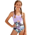 thumbnail image 1 of JAJAHO Girls One Piece Swimsuit Tropical Printed Adjustable Straps Removable Padded Summer Bathing Suit For Kids Teens 7-16 Years Stylish Swimwear, 1 of 5