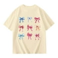 thumbnail image 1 of JAJAHO Girls Oversized Summer Top Bow Print Short Sleeve Crewneck Tee For Kids 1-10 Years Breathable T Shirts Stylish Tops, 1 of 4