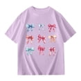 thumbnail image 1 of JAJAHO Girls Oversized Summer Top Bow Print Short Sleeve Crewneck Tee For Kids 1-10 Years Breathable T Shirts Trendy Tops, 1 of 3