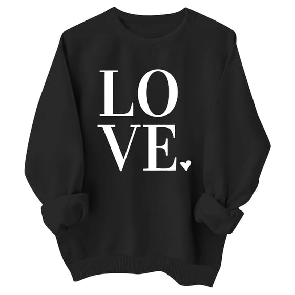 JAJAHO Girls Oversized Sweatshirts Kids Love Letter Print Drop Shoulder Pullover 3-10 Years Valentine's Day Trendy Tops