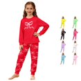 thumbnail image 1 of JAJAHO Girls Pajamas Bow Print Long Sleeve Top And Pants 2 Piece Loungewear Set Sizes 3-14Y, 1 of 7