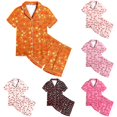 thumbnail image 1 of JAJAHO Girls Pajamas For Kids 2-13Y Satin 2 Piece Sets Cherry Printed Short Sleeve Button Up Shirts And Shorts Set, 1 of 3