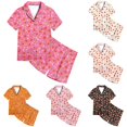 thumbnail image 1 of JAJAHO Girls Pajamas For Kids 2-13Y Satin 2 Piece Sets Watermelon Printed Short Sleeve Button Up Shirts And Shorts Set, 1 of 3