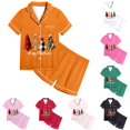thumbnail image 1 of JAJAHO Girls Pajamas Merry Christmas Pjs Satin Sleepwear Short Sleeve 2 Piece Set Sizes 2-13Y, 1 of 5