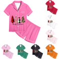 thumbnail image 1 of JAJAHO Girls Pajamas Merry Christmas Pjs Satin Sleepwear Short Sleeve 2 Piece Set Sizes 2-13Y, 1 of 5
