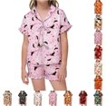 thumbnail image 1 of JAJAHO Girls Pajamas Sets Halloween Sleepwear Sizes 3-13 Tie Front Ruffle Short Sleeve Top Shorts 2 Piece Set, 1 of 7