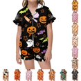 thumbnail image 1 of JAJAHO Girls Pajamas Sets Halloween Sleepwear Sizes 3-13 Tie Front Ruffle Short Sleeve Top Shorts 2 Piece Set, 1 of 7