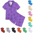 thumbnail image 1 of JAJAHO Girls Pajamas Sets Kids Ocean Animal Printed Short Sleeve Shirts And Pants 2 Piece Summer Satin Sleepwear Set 2-13Y, 1 of 4