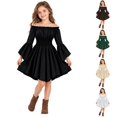 thumbnail image 1 of JAJAHO Girls Renaissance Dress Off Shoulder Bell Sleeve Pirate Halloween Dress For Carnival Party 3-11Y, 1 of 4