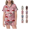 thumbnail image 1 of JAJAHO Girls Santa Claus Pajamas Christmas Sleepwear Short Sleeve Button Down 2 Piece Pjs Set For Kids 2-13Y, 1 of 4