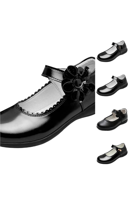 Girls School Uniform Shoes Mary Jane Flats Princess Hook And Loop Black Dress Shoes Back To School Party Wedding Footwear