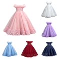 thumbnail image 1 of JAJAHO Girls Sequin Dresses Sparkly Tulle Birthday Princess Party Dress Fuzzy Trim Maxi Ball Gown Flower Girl Dress For Wedding Party Prom 3-12Y, 1 of 9