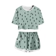 thumbnail image 1 of JAJAHO Girls Short Sleeve Set Lightning Print Summer Outfit Crop Top And Shorts 2 Piece Set For Kids Teens 4-14Y Lovely Outfits, 1 of 2