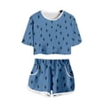 thumbnail image 1 of JAJAHO Girls Short Sleeve Set Lightning Print Summer Outfit Crop Top And Shorts 2 Piece Set For Kids Teens 4-14Y Trendy Outfits, 1 of 2
