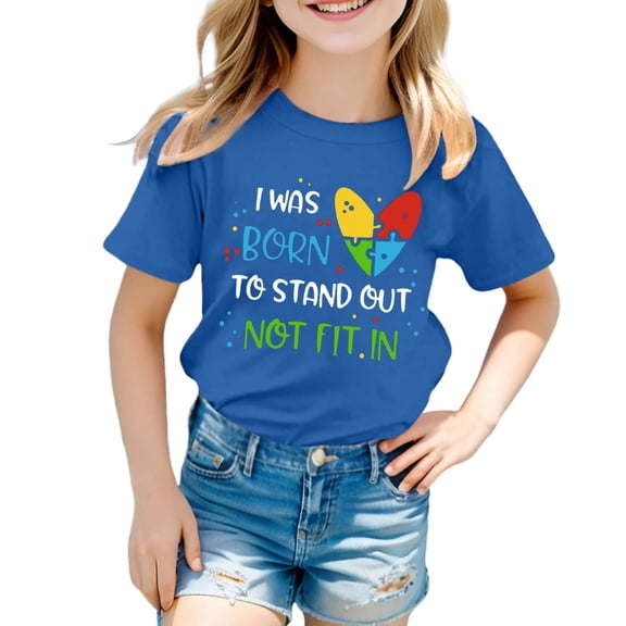 JAJAHO Girls Short Sleeve T Shirt Casual Letter Print Top For Kids Comfortable Loose Fit Round Neck Tee Ages 3-13 Years Versatile Tops